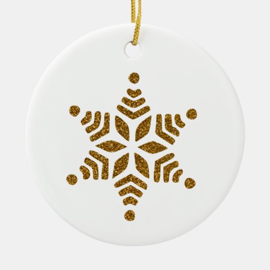 Golden Kerstsnowflake Star Keramisch Ornament (Voorkant)