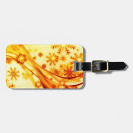 Golden kerstsnowflakes bagagelabel