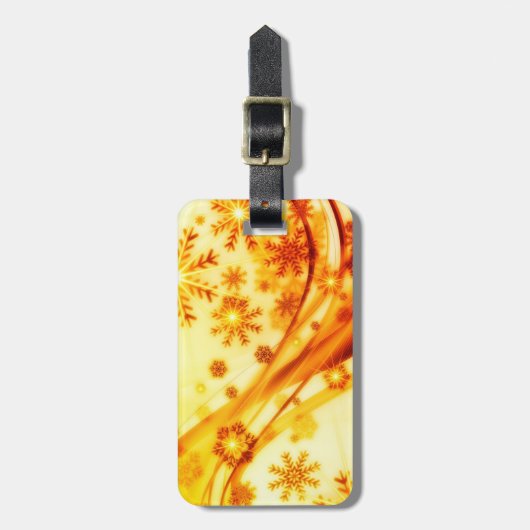 Golden kerstsnowflakes bagagelabel (Voorkant verticaal)