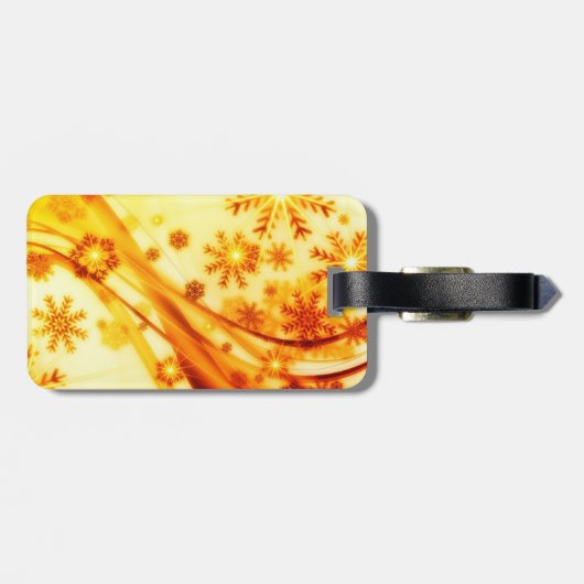 Golden kerstsnowflakes bagagelabel (Achterkant horizontaal)