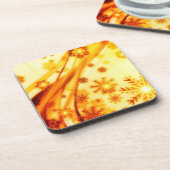 Golden kerstsnowflakes bier onderzetter (Linkerzijde)