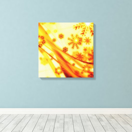 Golden kerstsnowflakes canvas afdruk (Insitu (Houten vloer))