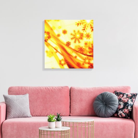 Golden kerstsnowflakes canvas afdruk (Insitu (Woonkamer))