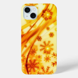 Golden kerstsnowflakes iPhone 15 mini hoesje