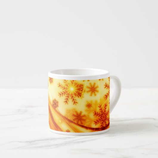 Golden kerstsnowflakes espresso kop (Voorkant rechts)