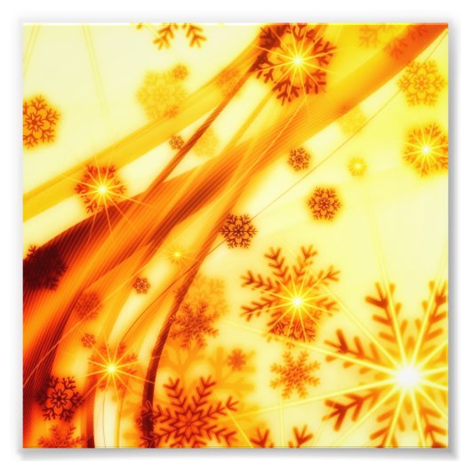 Golden kerstsnowflakes foto afdruk (Voorkant)