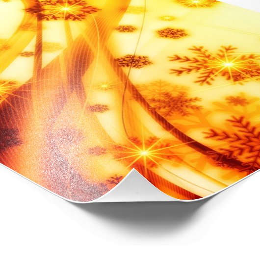 Golden kerstsnowflakes foto afdruk (Hoek)