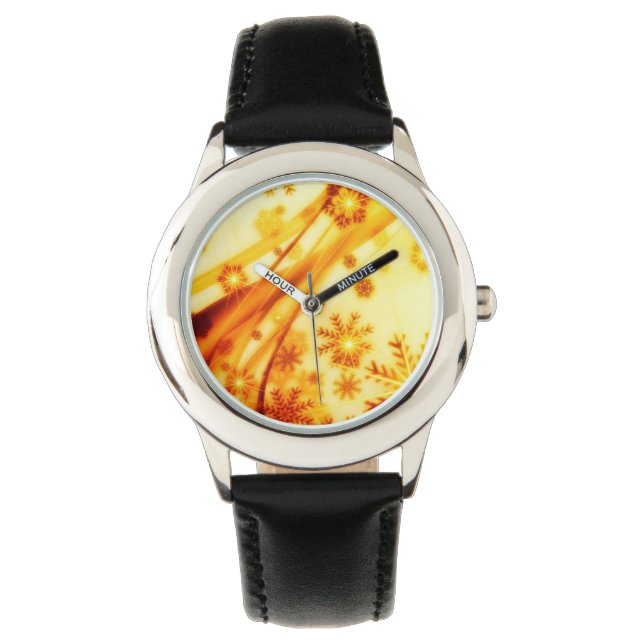 Golden kerstsnowflakes horloge (Voorkant)