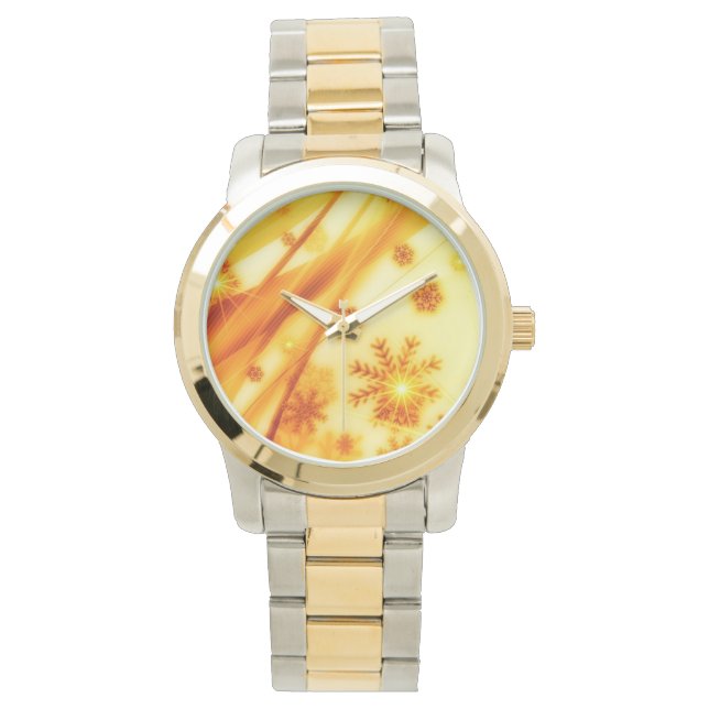 Golden kerstsnowflakes horloge (Voorkant)