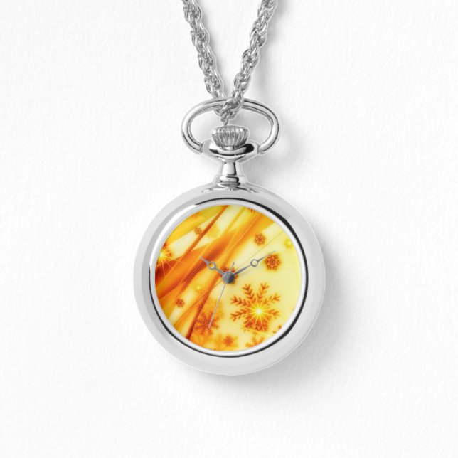 Golden kerstsnowflakes horloge (Voorkant)