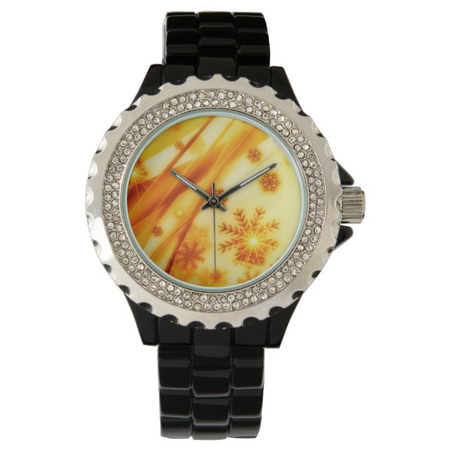 Golden kerstsnowflakes horloge (Voorkant)
