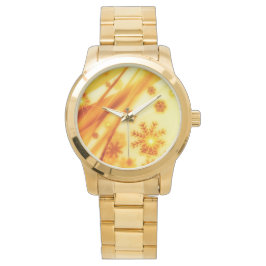 Golden kerstsnowflakes horloge