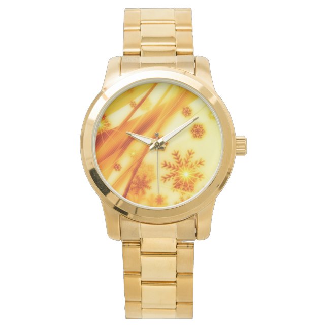 Golden kerstsnowflakes horloge (Voorkant)