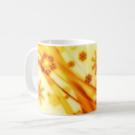 Golden kerstsnowflakes koffiemok (Voorkant links)