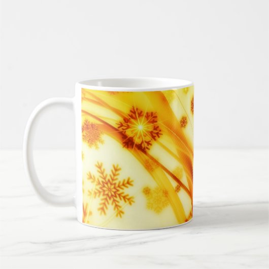 Golden kerstsnowflakes koffiemok (Links)