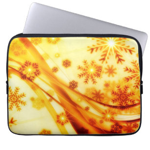 Golden kerstsnowflakes laptop sleeve