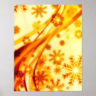 Golden kerstsnowflakes poster