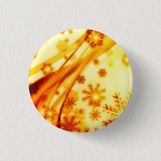 Golden kerstsnowflakes ronde button 3,2 cm (Voorkant)