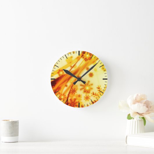 Golden kerstsnowflakes ronde klok (Huis)