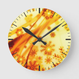 Golden kerstsnowflakes ronde klok