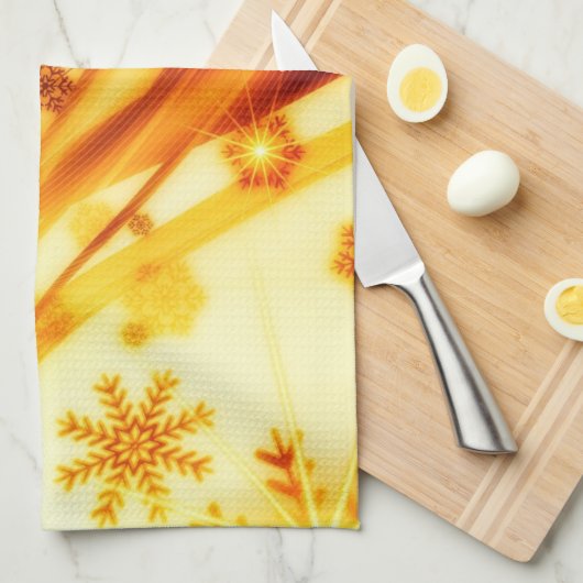 Golden kerstsnowflakes theedoek (Quarter Fold)