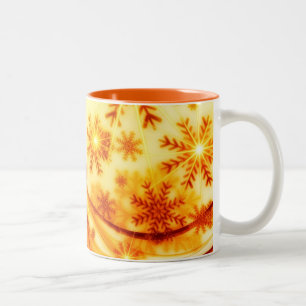 Golden kerstsnowflakes tweekleurige koffiemok