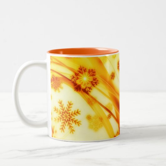 Golden kerstsnowflakes tweekleurige koffiemok (Links)
