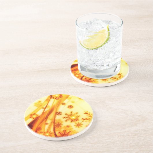 Golden kerstsnowflakes zandsteen onderzetter (Zijkant)