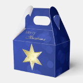 Golden Kerstster Blue Bokeh Bedankdoosjes (Voorkant Zijde)