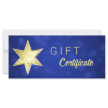 Golden Kerstster Blue Bokeh-cadeaubon