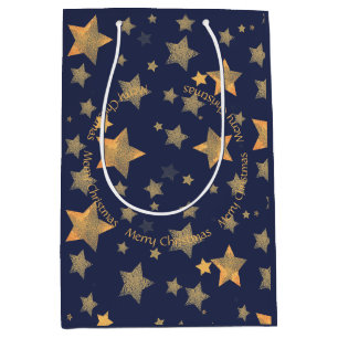 Golden kerstster Blue Elegant Classic Medium Cadeauzakje