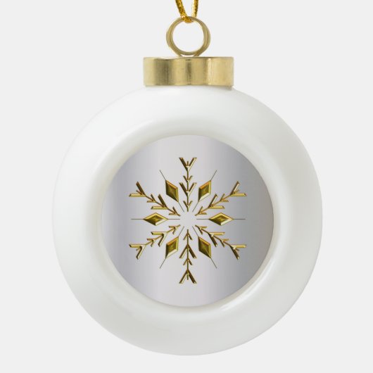 Golden kerstster keramische bal ornament (Voorkant)