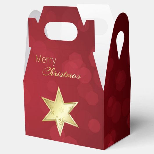 Golden Kerstster Red Bokeh Bedankdoosjes (Geopend)