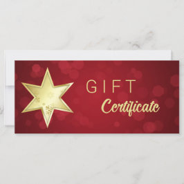 Golden kerstster Red Bokeh-cadeaubon