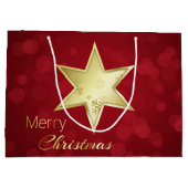 Golden Kerstster Red Bokeh Large Cadeautasje (Achterkant)