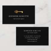 Golden Key Luxury Black & Gold Real Estate Agent Visitekaartje (Voorkant / Achterkant)
