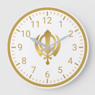 Golden Khanda Wall Clock | Sikh Symbol Home Decor Grote Klok