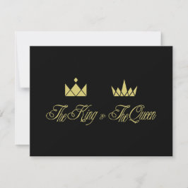 Golden King and Queen Crowns for Wedding Notitiekaartje