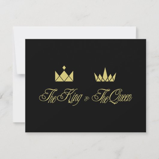 Golden King and Queen Crowns for Wedding Notitiekaartje (Voorkant)