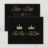 Golden King and Queen Crowns for Wedding Notitiekaartje (Voorkant / Achterkant)