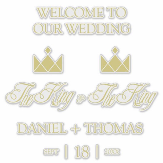 Golden King Crowns for Gay Wedding Sticker (Voorkant)