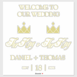 Golden King Crowns for Gay Wedding Sticker