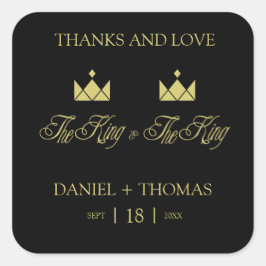 Golden King Crowns for Gay Wedding Vierkante Sticker