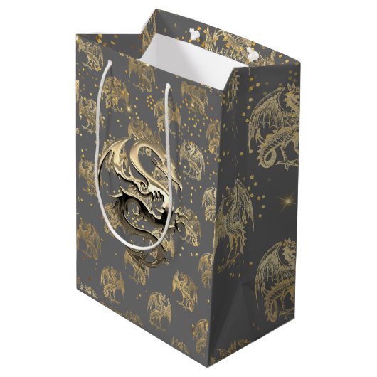 Golden King Dragon Medium Cadeauzakje (Achterkant Gekanteld)