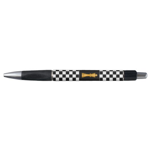 Golden King op Black and White Chess Pattern Pen (Voorkant)