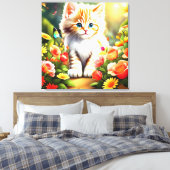 Golden Kitten in Bloom" Canvas Afdruk (Insitu (Slaapkamer))