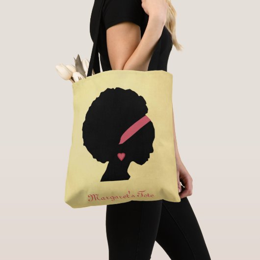 Golden kleurenontwerp Afro-haar Tote Bag (Dichtbij)