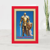 Golden Knight, 5" x 7" Gevouwen Verjaardag Kaart (Voorkant)