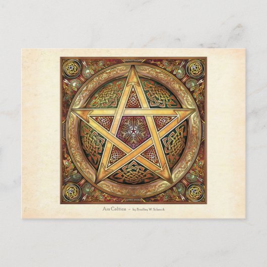 Golden Knotwork Pentacle Briefkaart (Voorkant)