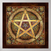 Golden Knotwork Pentacle Poster (22x22 inch) (Voorkant)